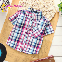 2015 Hot selling 100% cotton short sleeve fashion plaid T shirt for baby boy